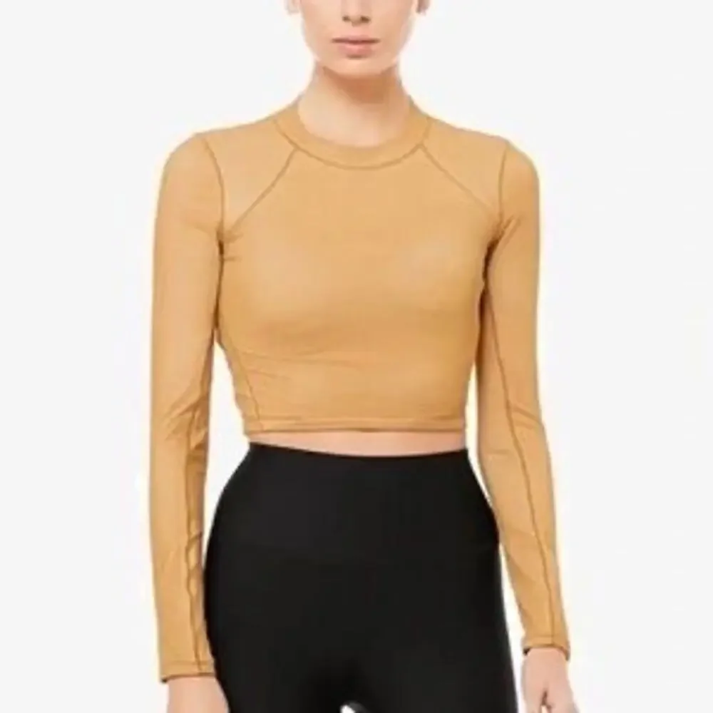 Alo Yoga Tan Textured Tulle Longsleeve